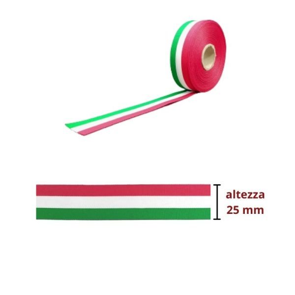 Nastro tricolore h cm 2,5 articolo 582 metri 20