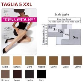 Hotel 20 den (Tg 5 XXL) collant setificato Elledue paia 6