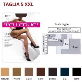Support 40 den (TG 5 XXL) collant setificato Elledue paia 6
