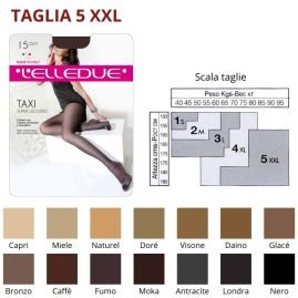 Taxi 15 den (TG 5 XXL) collant setificato Elledue paia 6