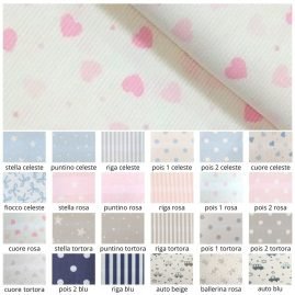 Tessuto piquet in millerighe stampato h cm 150