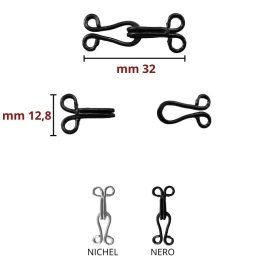 Uncinelli metallo lunghezza mm 32 articolo FF506/10 coppie 24