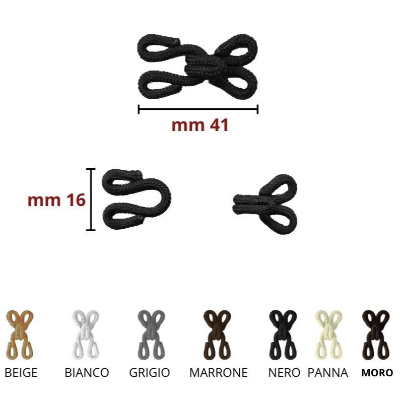 Uncinelli rivestiti lunghezza mm 41 articolo FF553/2/12 coppie 12