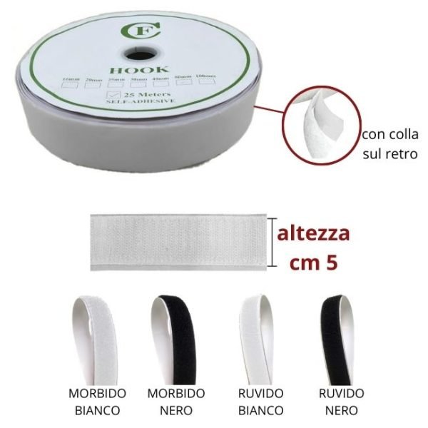 Velcro adesivo h cm 5 metri 25