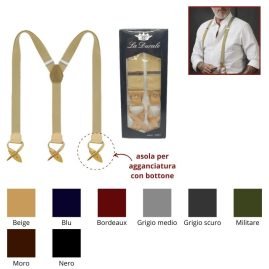 Bretella uomo h cm 3,6 asole pelle lunghezza cm 120 regolabile