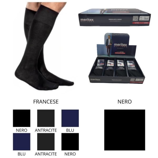 Calza uomo lunga caldo cotone articolo 120 paia 12