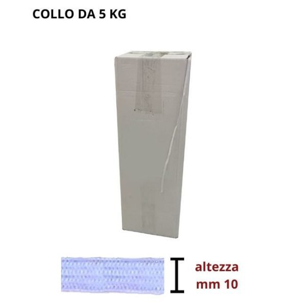 Elastico treccia h 10 mm confezione industriale articolo 07 gomme kg 1