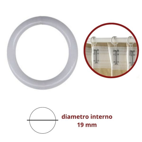 Anelli tenda in plastica ø mm 19/25 articolo 55103 pezzi 100
