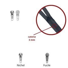 Cursore per zip catena 3 mm spirale rovesciato
