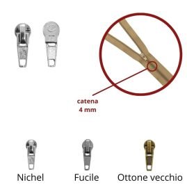 Cursore per zip catena 4 mm spirale
