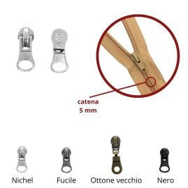 Cursore per zip catena 5 mm spirale