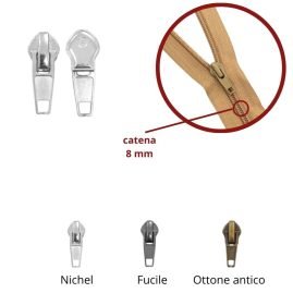 Cursore per zip catena 8 mm spirale