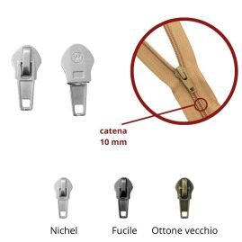 Cursore per zip catena 10 mm spirale