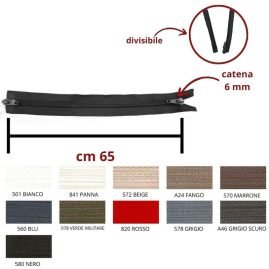 Cerniera lampo combi (2 cursori)  65 cm divisibile catena 6 mm spirale articolo 1185/9/65