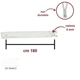Cerniera lampo non divisibile 180 cm catena 6 mm spirale