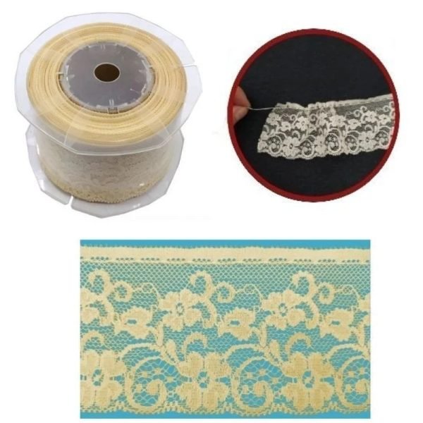 Merletto pizzo nylon H cm 6,6 con tirante articolo P63830 metri 15