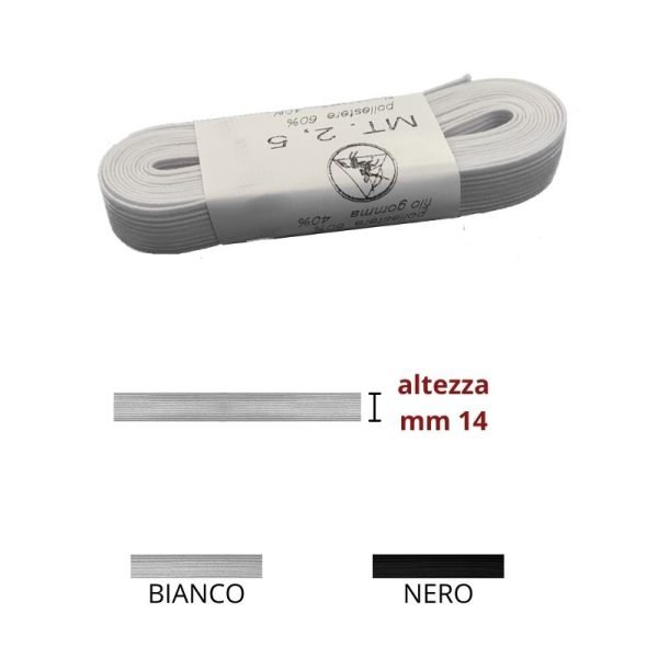 Elastico treccia h mm 14 articolo N 20 metri 2,5