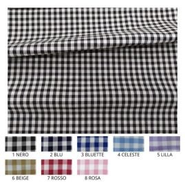 Tessuto policotone tinto in filo a quadretti  h cm 150 articolo 16032