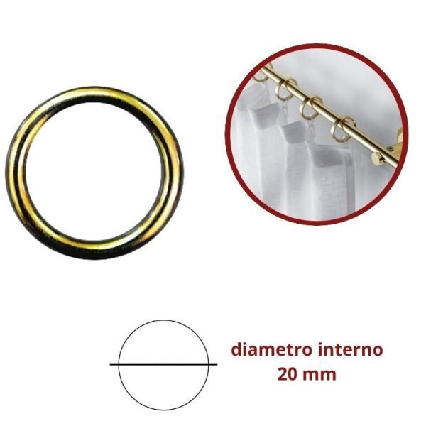 Anelli per tende in ottone ø mm 20/27 articolo 47126 pezzi 50