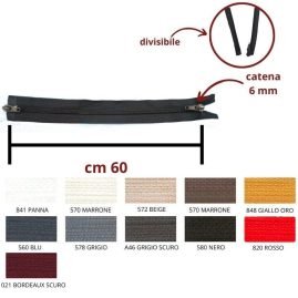 Cerniera lampo combi (2 cursori)  60 cm divisibile catena 6 mm spirale articolo 1185/9/60