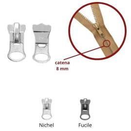 Cursore per zip catena plastica 8 mm carro modello butterfly