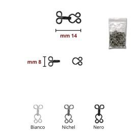 Uncinelli ganci in ferro N° 7 lunghezza cm 1,4 coppie 25