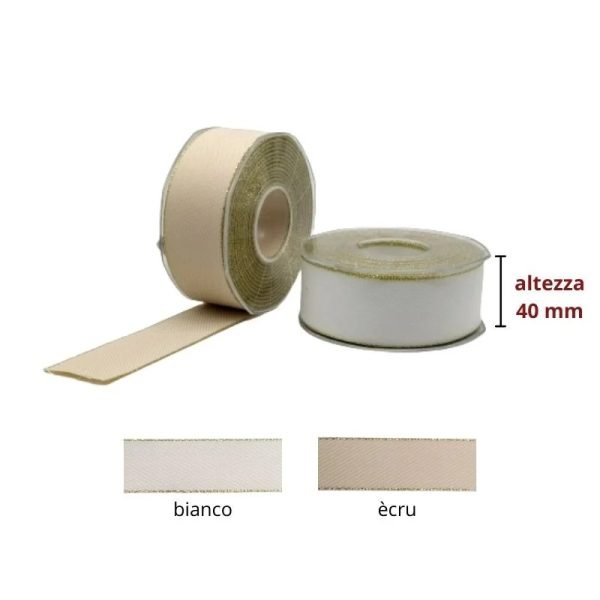 Nastro millerighe diagonale bordato lamè h mm 40 articolo V430/40 metri 15