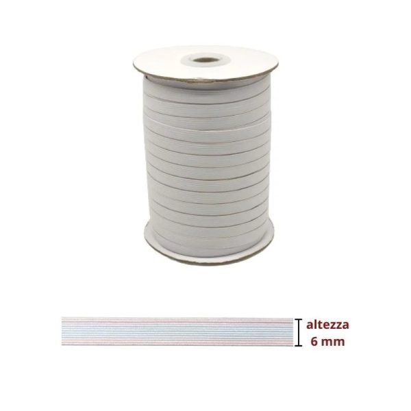 Elastico treccia lavabile h mm 6 articolo 12tl metri 100