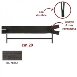 Cerniera lampo rovesciata spalmata cm 20 catena 6 mm