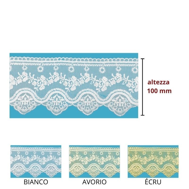 Pizzo tulle 100% poliestere h 10 cm articolo 8TB0768 metri 10 - immagine 2