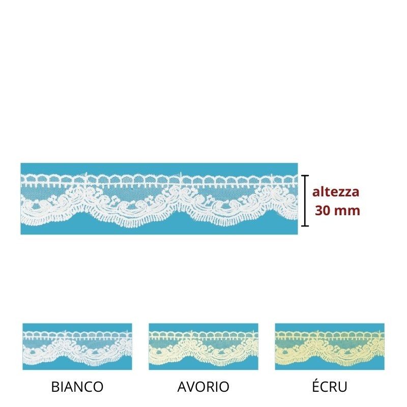 Pizzo tulle 100% poliestere h 3 cm  articolo 60119 metri 10 - immagine 2