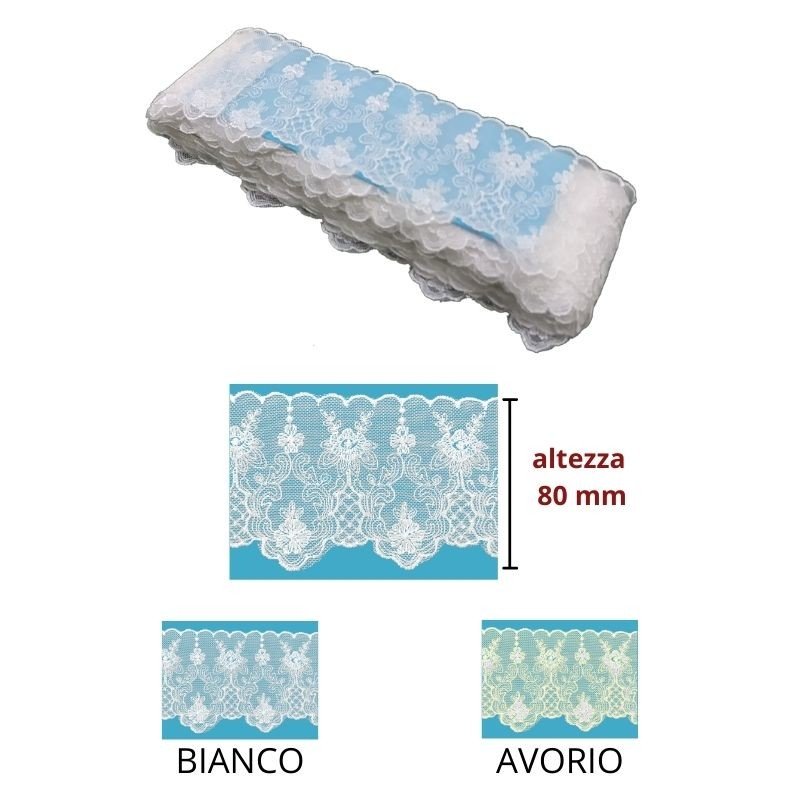 Pizzo tulle 100% poliestere h 8 cm articolo TL118 metri 13,70 - immagine 2