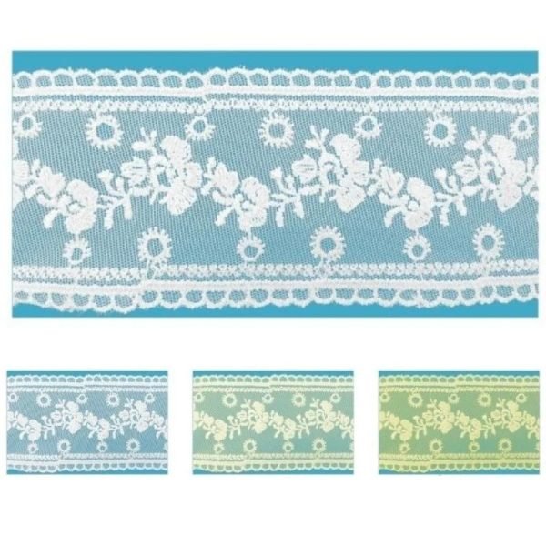 Pizzo tulle tramezzo 100% poliestere h 7 cm articolo 8TB0768A metri 10