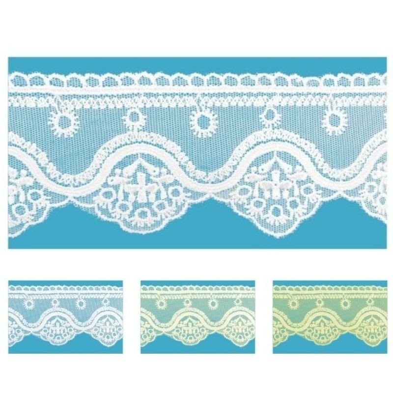 Pizzo tulle 100% poliestere h 6,5 cm articolo 8TB0768B metri 10