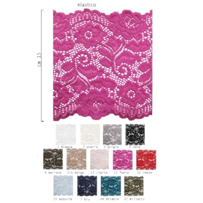 Pizzo elastico h cm 15 articolo LS304 metri 18 - immagine 2
