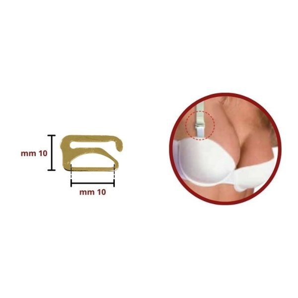 Gancio metallo per bretella reggiseno passo mm 10 articolo 16609 (oro) pezzi 12