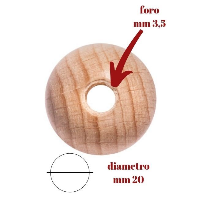 Sfera legno forata ø mm 20 articolo 120/16 pezzi 25 - immagine 2