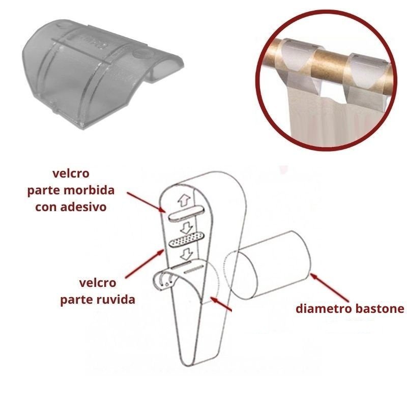 Ganci per tenda Go-Go ø bastone pezzi 10