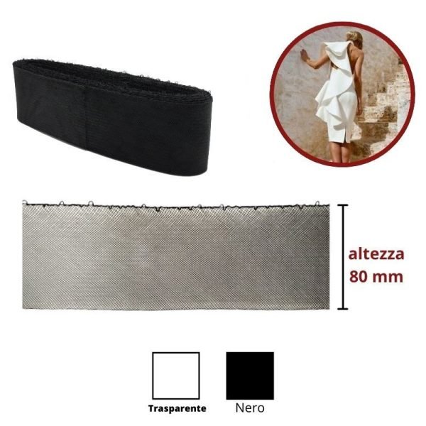 Nastro rete crine 100% poliestere h mm 80 articolo 3004/6 metri 27