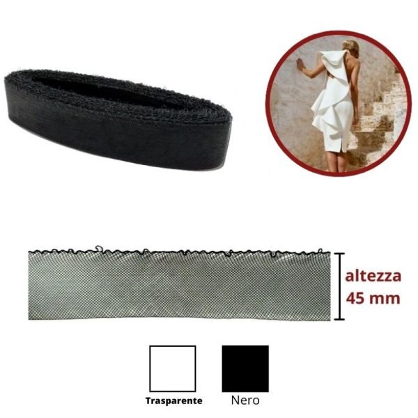 Nastro rete crine 100% poliestere h mm 45 articolo 3004/5 metri 27