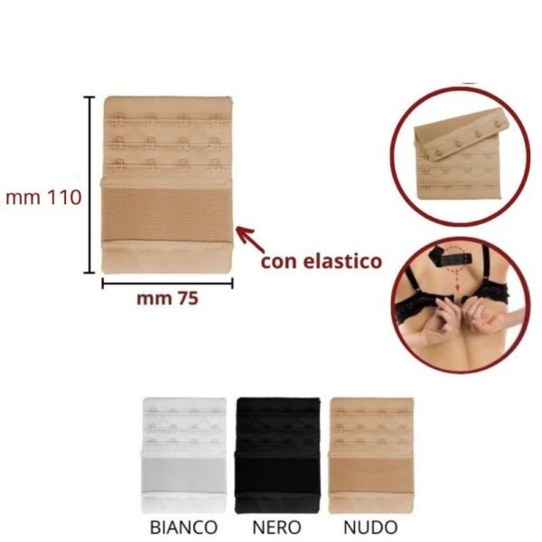 Prolunga reggiseno con elastico a 4 ganci h mm 75 articolo PR75 MAS