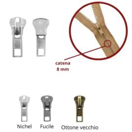 Cursore per zip per catena plastica 8 mm carro